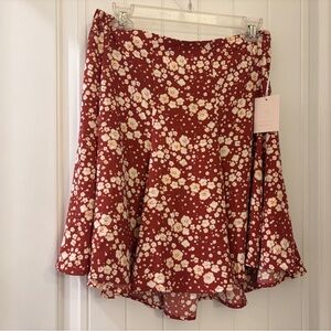 LC Lauren Conrad Floral Red Skater Skirt NWT